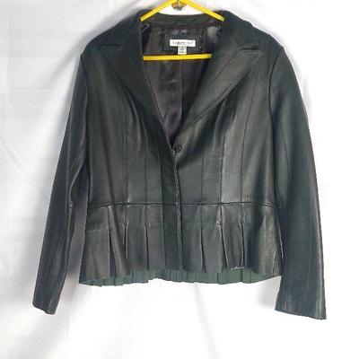 Coldwater Creek Deep Dark Green Leather Jacket Size 16