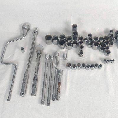Vintage Craftsman Large Ratchet, Speed Bar, Flex Head. Extensions, Multples of Sockets, Metric Set