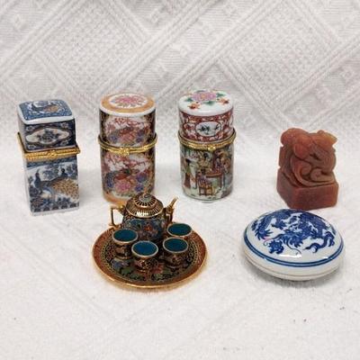 Chinese Toothpick Holders, Mini Tea Set, Stone Stamp and Ink