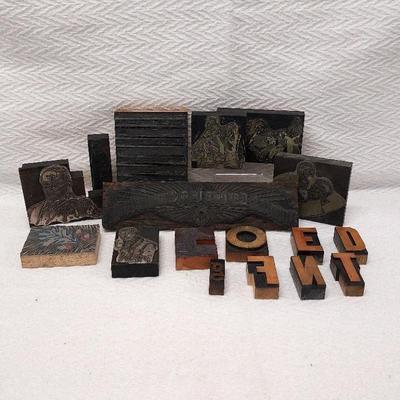 Vintage Tin Type and Rubber Wood Block Print Stamps, Utah History, LDS History, Wood Letter Blocks