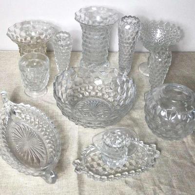  Vintage Glass Cut Vases And Bowl