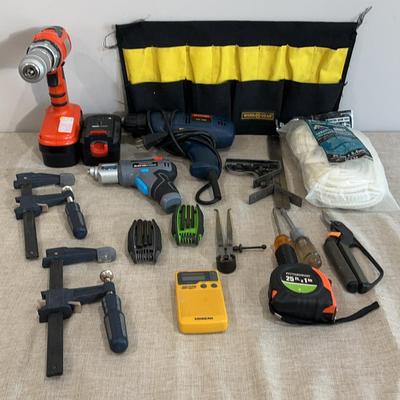 Two Drills, Vices, Measure Tape, Rope And More