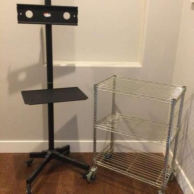 Metal Cart With Wheels And Monitor Stand