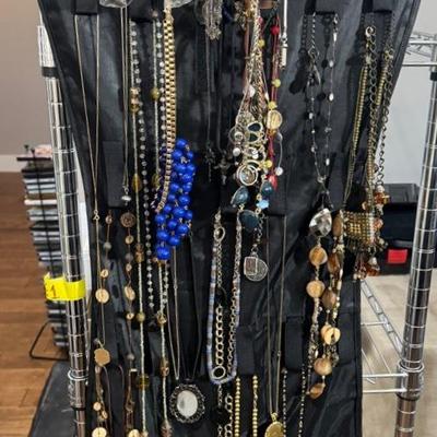 Mystery Necklace Lot And Hanging Jewelry Organizer