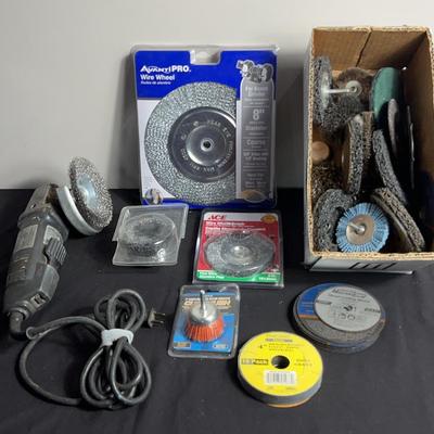 Miscellaneous Tools Lot 3 (Angle Grinder, New Wires Wheels And Others)