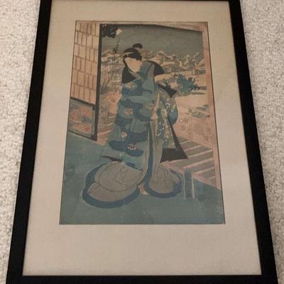 Framed Japanese Winter Scene 