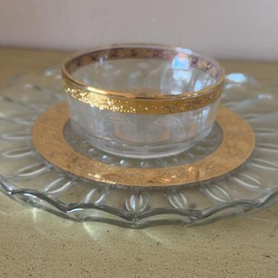 Pretty Glass Serving Set with Gold Accent