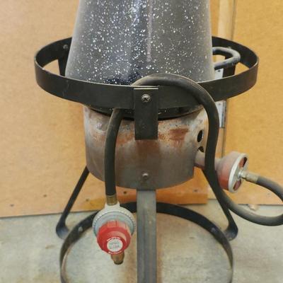 Large Camping Stove and Extra Large Enamleware Coffee Pot