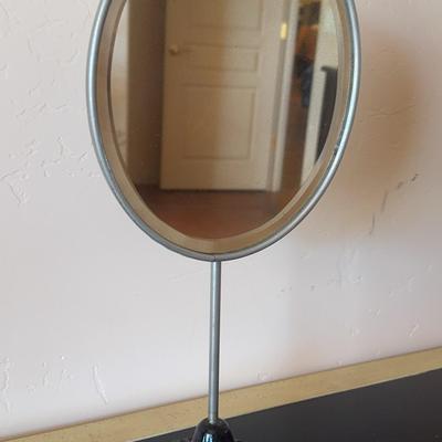 Antique Mirror On Painted Cast Iron Stand