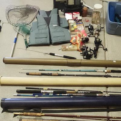 HUGE Fishing Lot, Line, Poles, Nets, Reels, Essentials