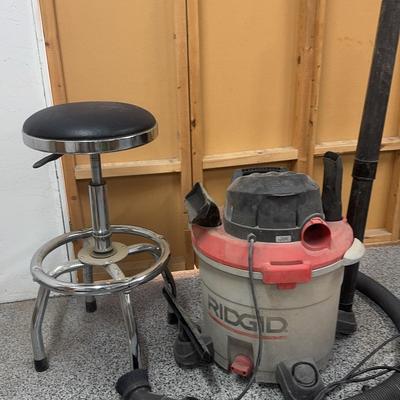 Nice Metal Shop Stool and Rigid Shop Wet/Dry Vac