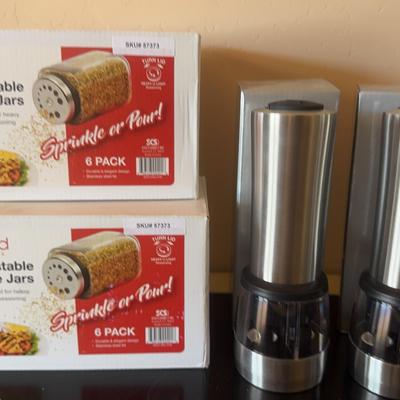 Adjustable Spice Jars and Push Button Salt and Pepper Shakers