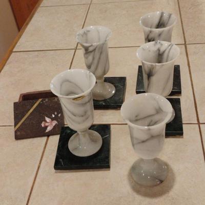 Marble Coasters, Goblets And Soapstone Box