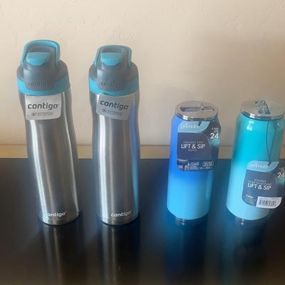 Four Brand New Insulated Water Bottles — 2 Contigo and 2 Primula