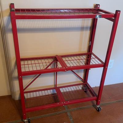 Small Origami Red Metal Collapsible Shelf