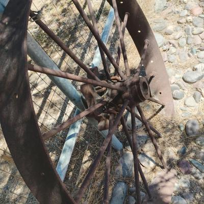 Antique Iron Wagon Or Tractor Wheel #1
