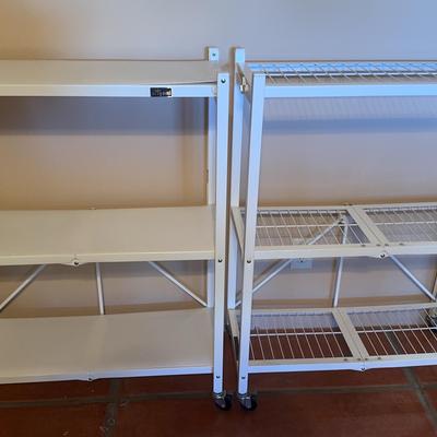 Two Origami Small White Metal Collapsible Shelf