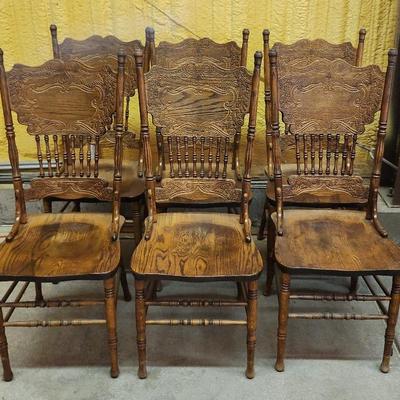 Antique Amish Made Oak Dinning Room Chairs (6)