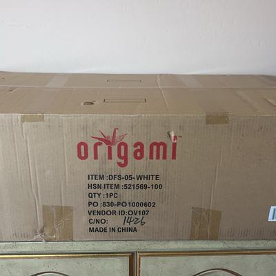 Origami White 5-Drawer Cart with Wooden Top