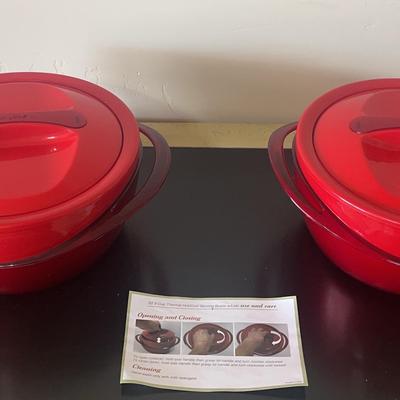 Two Pinnacle Thermal (Hot/Cold) S2 - 9 Cup Serving Bowls With Lids