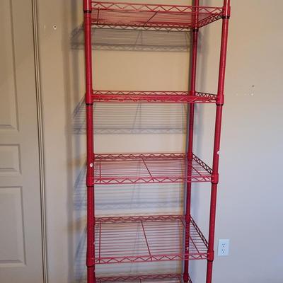 Red Metal Tall Shelf with Plastic Coating