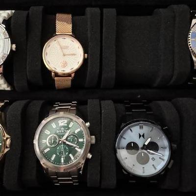 A selection of about a dozen watches