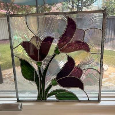 One of several stained glass panels