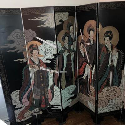 Antique Chinese 6 Panel Coromandel Screen (Front)