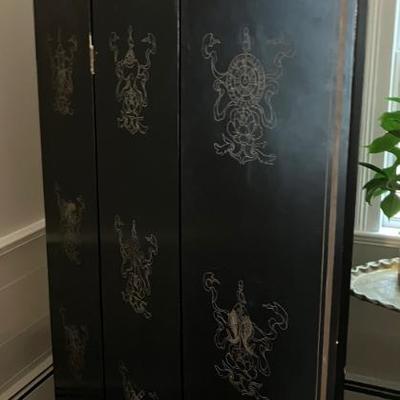 Antique Chinese 6 Panel Coromandel Screen (Back)