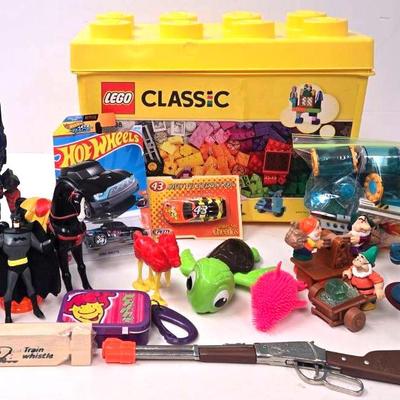Assortment of Toys with "Lego" Container 