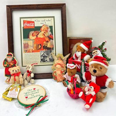 1937 “Coca-Cola” Santa Ad Frame & Seasonal Decor 