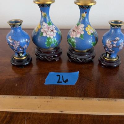 Set Of Four cloisonné vase With Base