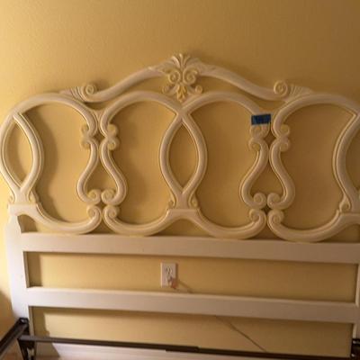 White And Yellow Queen Size Headboard