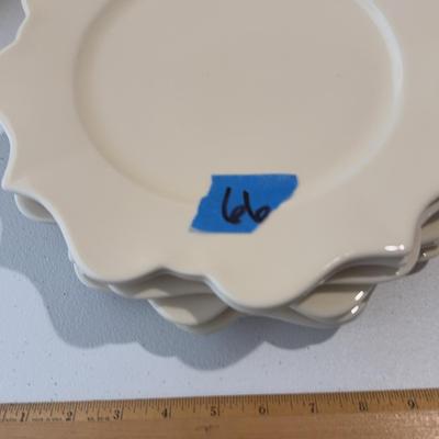 Six Flower Shape, Dinner Plates, Cream Colored