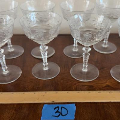 Set Of 8-Libbey Rock Sharpe Crystal Halifax Liquor Cocktail Stem Glasses I