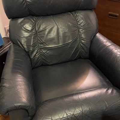 Navy Blue La-Z-Boy Leather Recliner