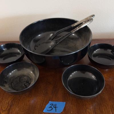 Resin Salad Bowl With Four Serving Bowls