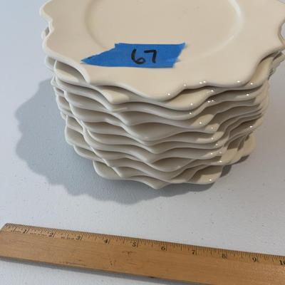 12 Cream Colored Flower Shape, Salad Plates