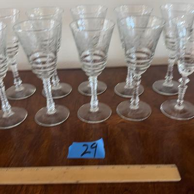 Set Of 10-Libbey Rock Sharpe Crystal Halifax Liquor Cocktail Stem Glasses I