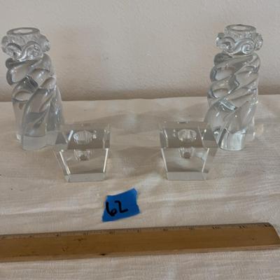 Four Glass Taper Candle Holders