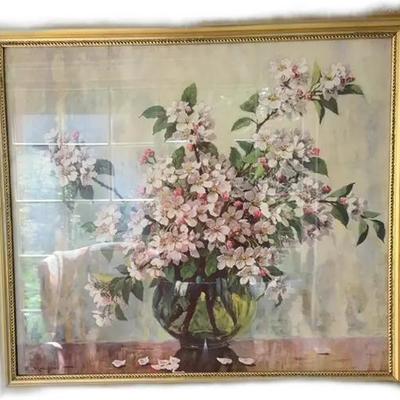 Floral Still Life Print in Gold Frame - 31” x 27”


