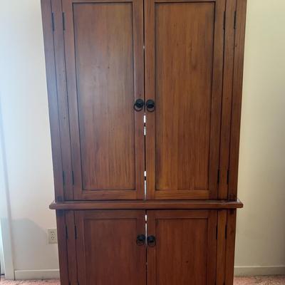 Wooden Entertainment Center in Rustic Style