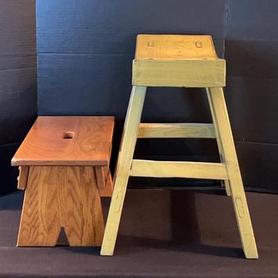 Wooden Saddle Stool & Foot Stool