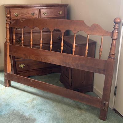 Wood Nightstand and Chest of Drawers with Ethan Allen Double Headboard