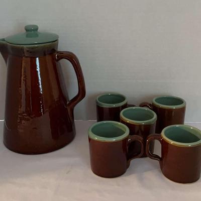 Country Fare Pottery Coffee Pot And Mugs