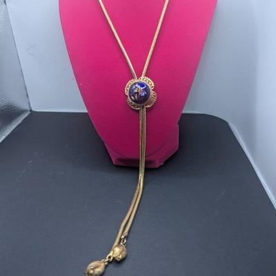 Bolo Type Necklace With Murano Glass Pendant 