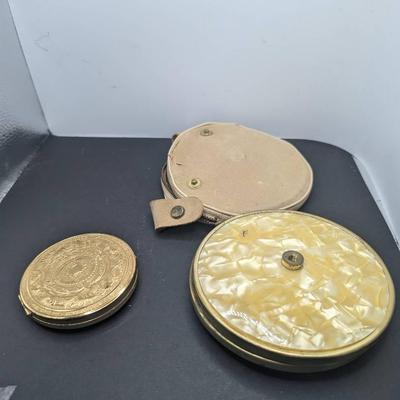 Elizabeth Arden Goldtone Compact Mirror, Mother Of Pearl Double Mirror West Germany