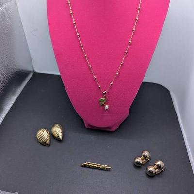 Trifari Necklace, Monet Clip Earrings, Marvella Clip Earrings, Napier Goldtone Brooch
