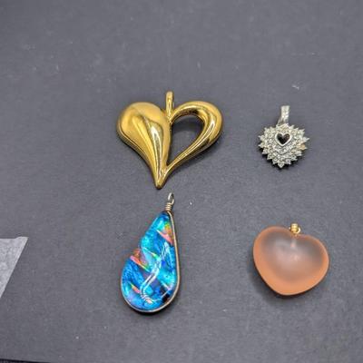 Monet Gt Heart Pendant, Roman Crystal Heart Pendant, Aurora Opal Pendant, Frosted Glass Pendant 