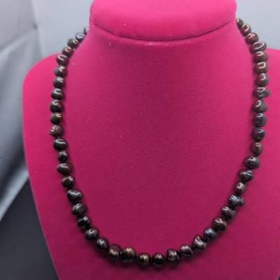 Chocolate Brown Baroque Single Strand Freshwater Pearls 